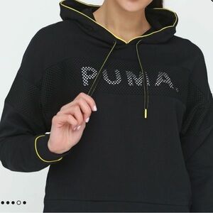 PUMA Women's Black Sweatshirt with Yellow Highlights